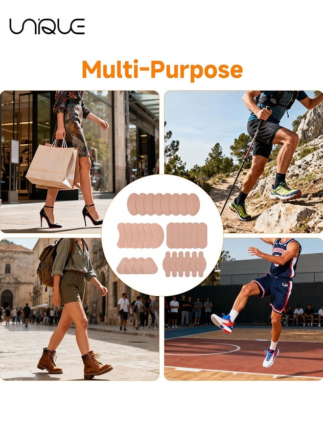 يونيك 15 ورقة (30 قطعة) وسادات البونيون - وسادات رغوية لصمغ لون البشرة لإكسسوارات الحذاء (5 أشكال) - للرجال والنساء لتقليل الاحتكاك، مسامير القدم، تخفيف الألم والخدوش - Image 5